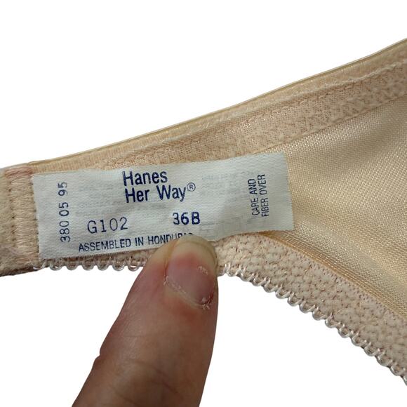 Vintage Hanes Her Way Bra Nylon Unlined Underwire G102 7102 Lace 36B - Picture 4 of 6